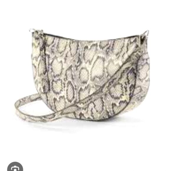 J Jill Leather Crescent Snakeskin Embossed Pattern  Shoulder Bag 12x3.5x4 - Picture 10 of 10